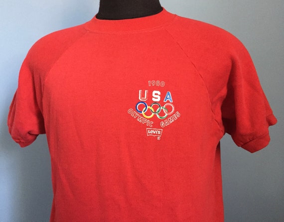 80s Vintage 1980 Olympic Games USA Olympics Lake … - image 1