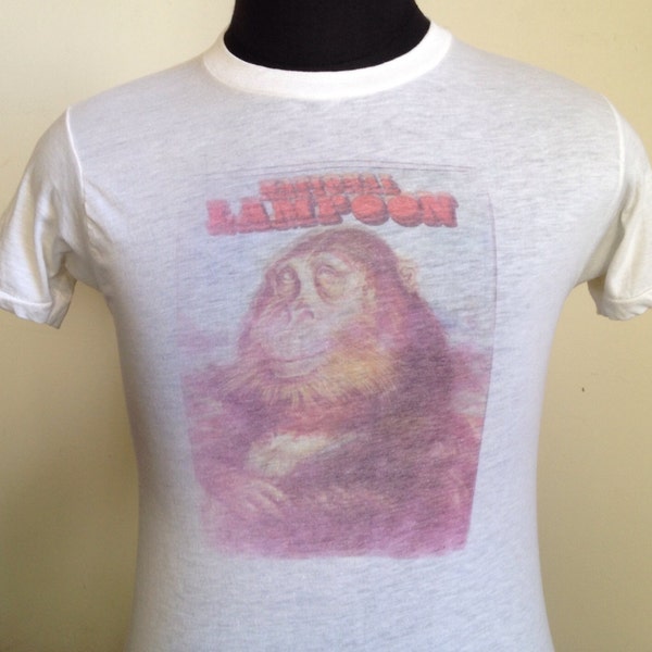 70s Vintage National Lampoon Mona Lisa comedy magazine theater T-Shirt - SMALL