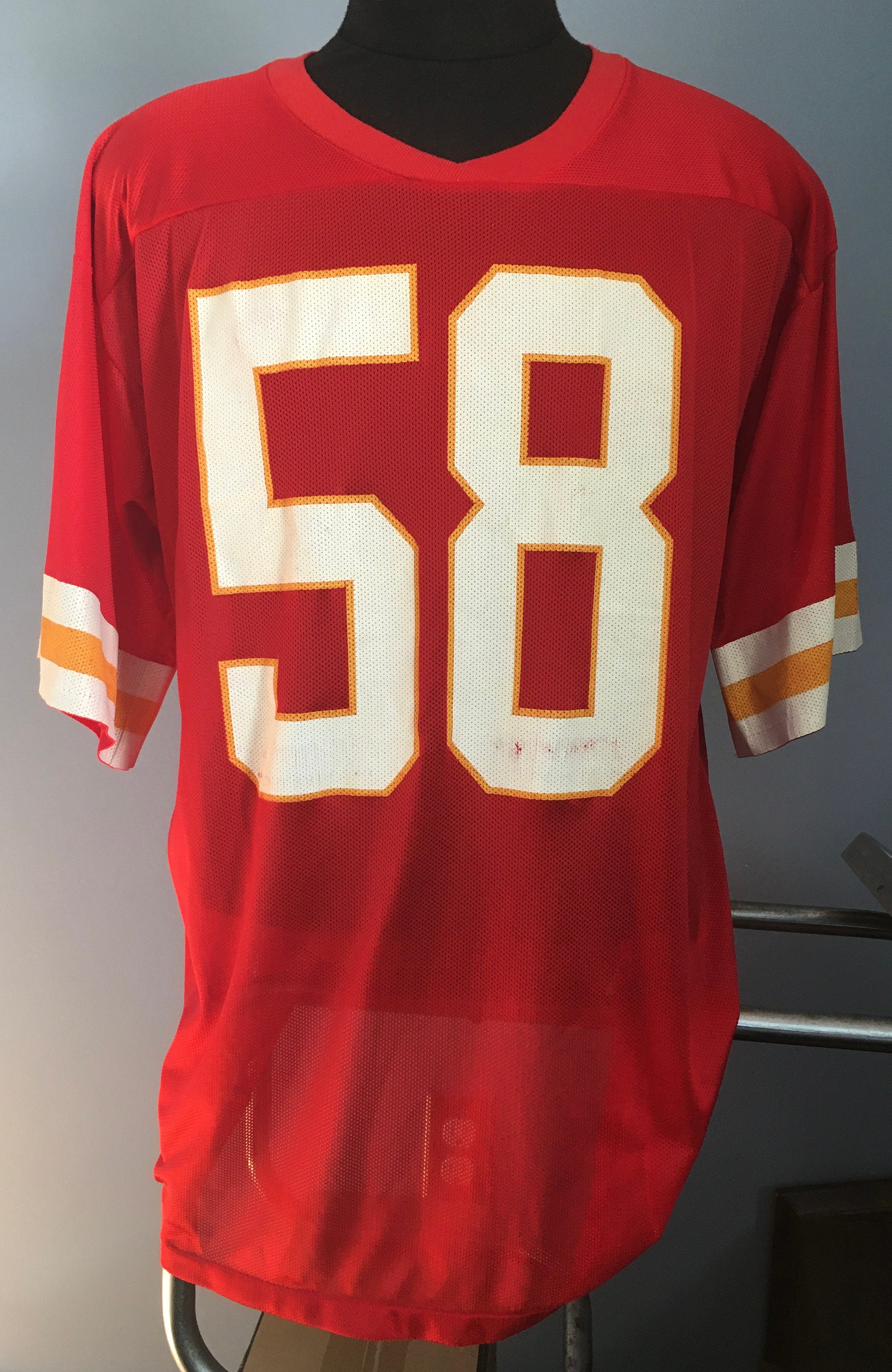 90s NFL チーフス ゲームシャツ 48サイズ デリックトーマス #58 Vintage 90s Derrick Thomas #58 Kansas City Chiefs Jersey - X-LARGE