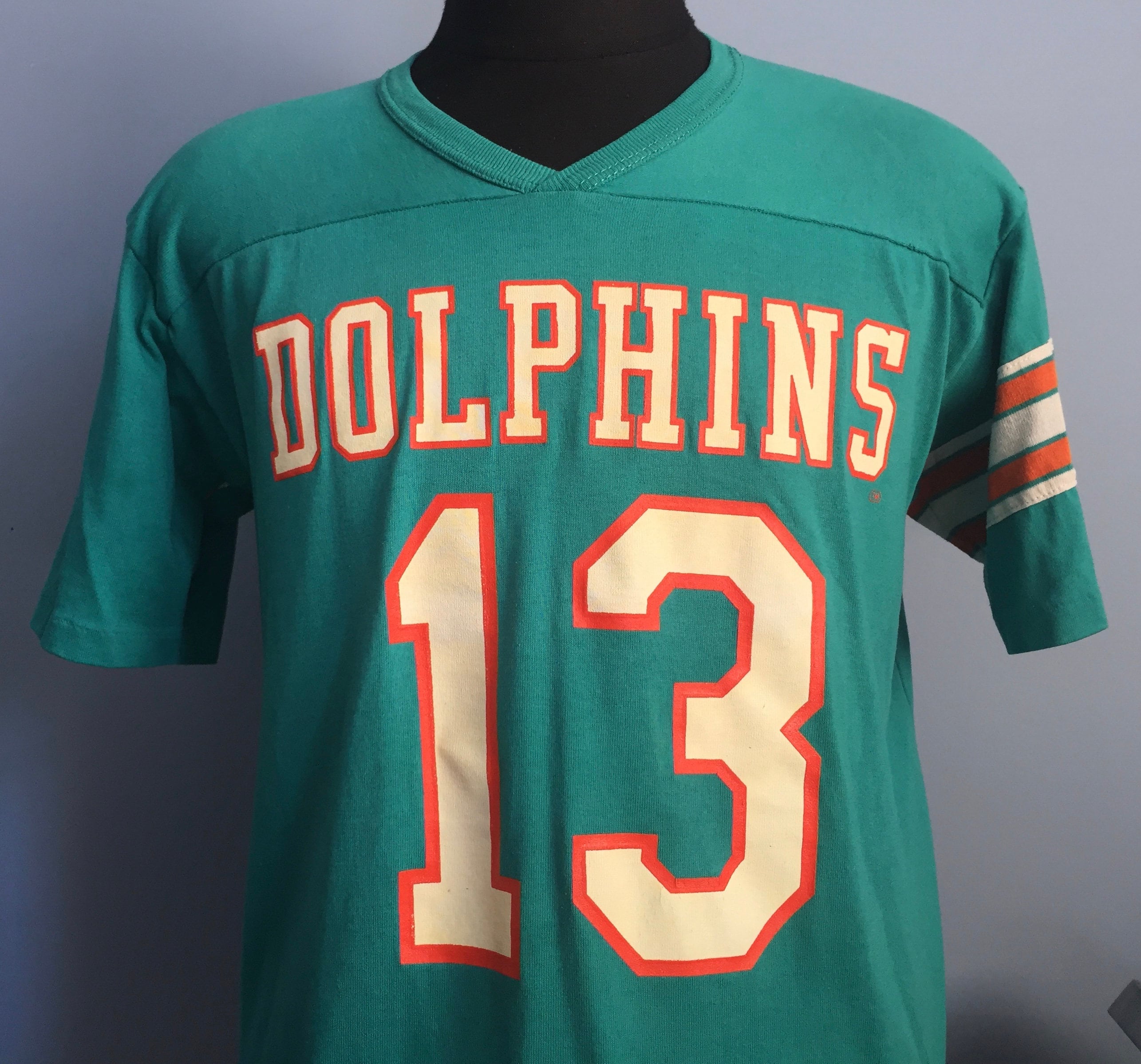 NFL Players Miami Dolphins Hockey Jersey #13 Marino Mens Large Cotton  Hoodie