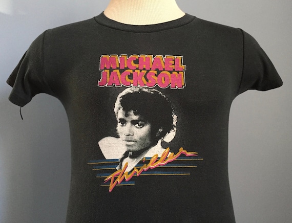 Screen Stars Rare Vintage 80's Michael Jackson 1984 Thriller Black T-Shirt Size Medium