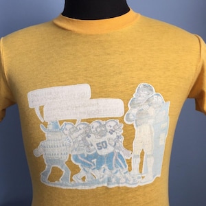 80s Vintage Pittsburgh Steelers Jack Lambert Houston Oilers 1980 cartoon nfl football T-Shirt - XS X-SMALL