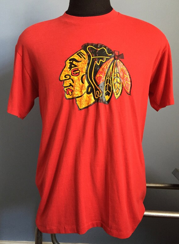 80s Vintage Chicago Blackhawks nhl hockey Black H… - image 2