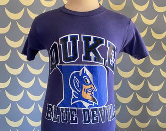 Vintage 80s Duke Blue Devils T-shirt - Nutmeg Mills NCAA - Size M