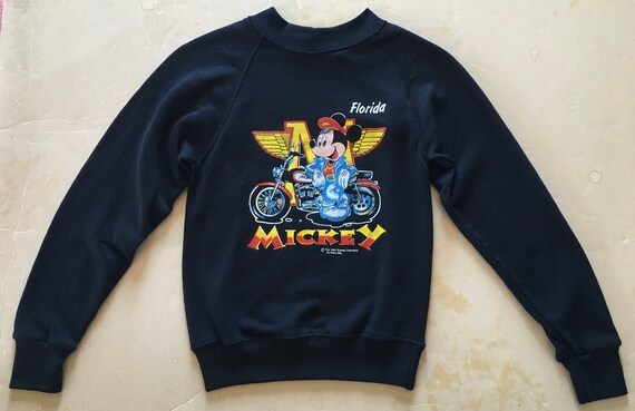 Vintage 80s Mickey Mouse Disney Motorcycle Sweatshirt: Florida