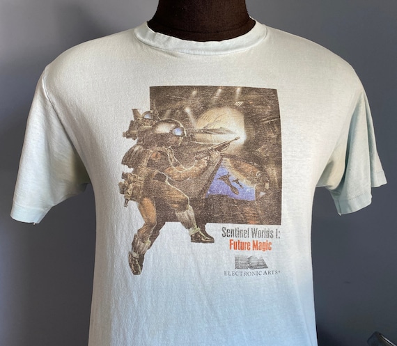 Vintage 80s Sentinel Worlds I Future Magic T-shirt: 1988