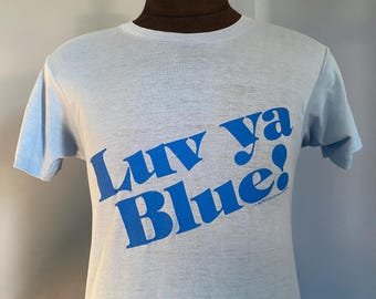 Camiseta vintage de los 80 "Amo tu Azul" de los Houston Oilers Dancers, Tennessee Titans, fútbol americano de la NFL - Mediana