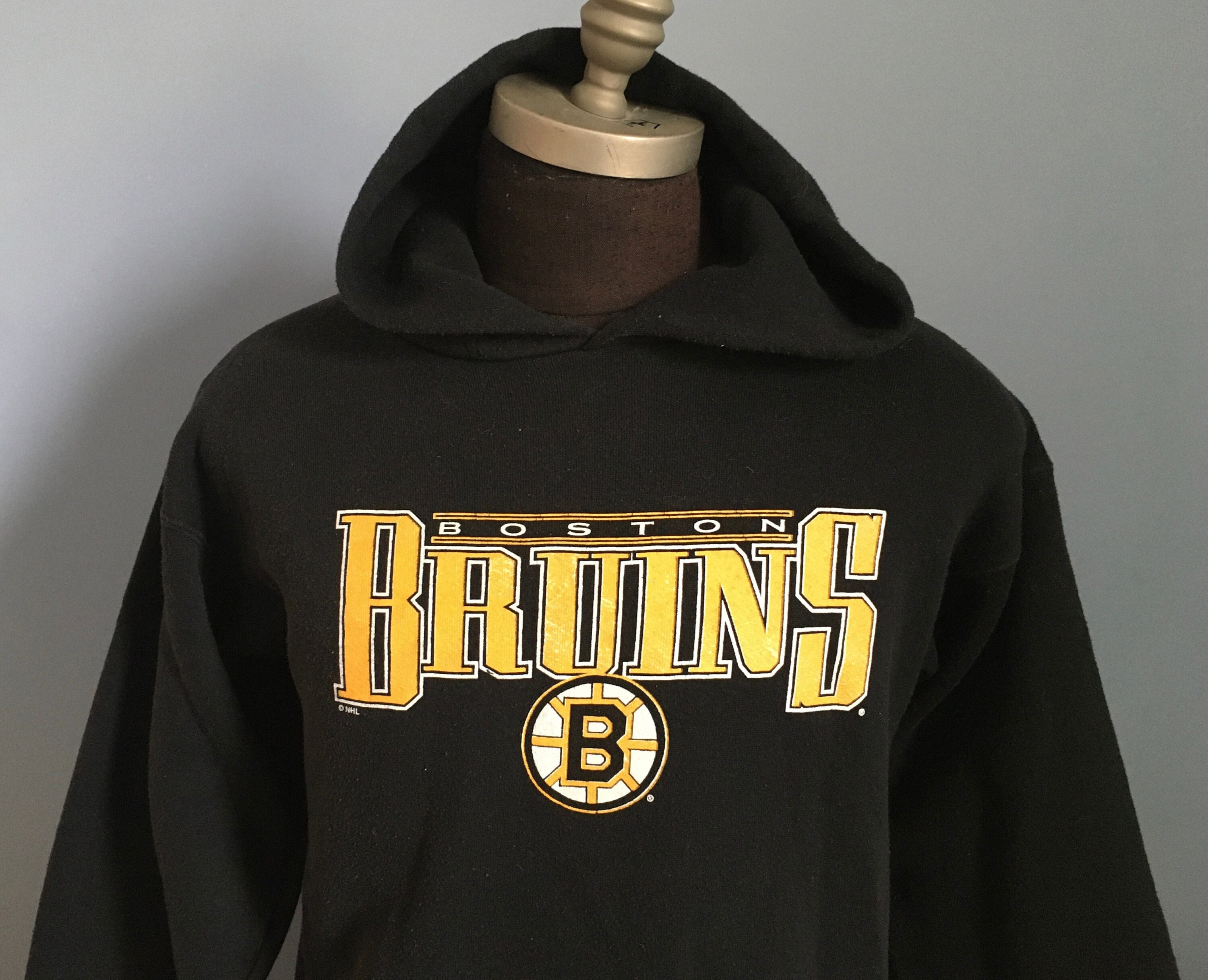 Boston Hockey Vintage Bruins Style Hoodie Hooded Sweatshirt Mens Medium  FREESHIP 