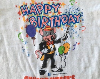Vintage 90s Chuck E. Cheese Happy Birthday T-shirt: 1992 - X-X