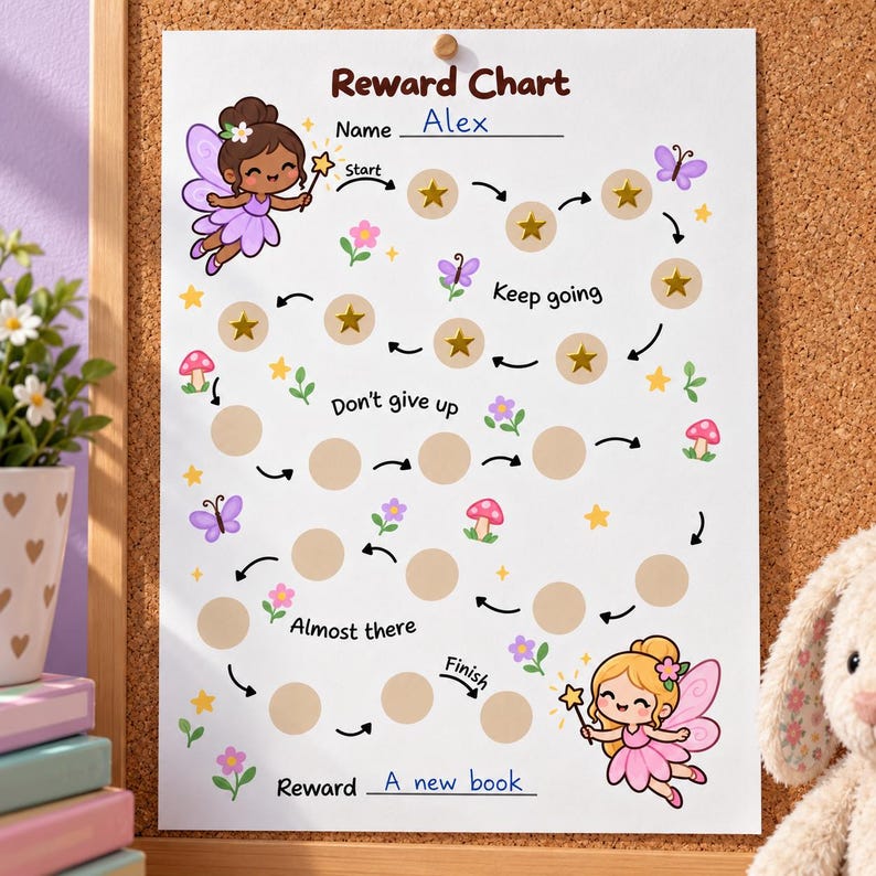 Print Incentive Chart Fairy Girly Reward Chart Printable, Kids Sticker Chart, Positive ...
