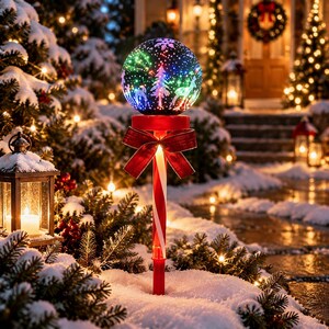Solarbetriebene Schneekugel-Weihnachtsleuchte für den Garten, Gartenwegleuchte, Rentier- und Baum-Motiv, Weihnachtsdeko, Geschenk für Sie, Geschenk für Mama