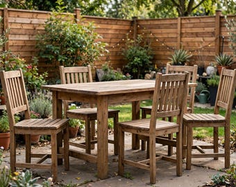 Wooden Dining Chairs: Slatted Back, Outdoor Patio Furniture