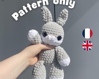 Patrón de ganchillo en PDF de conejito sentado – Peluche de conejo amigurumi – Tutorial de descarga instantánea – Lindo regalo para la habitación del bebé
