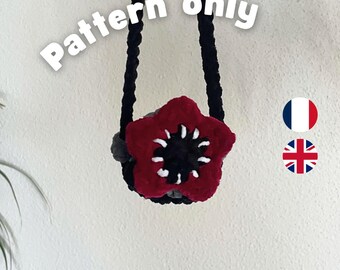 Patrón de ganchillo PDF para colgar el espejo retrovisor del coche con forma de Demogorgon – Amuleto amigurumi para coche – Descarga instantánea – Regalo friki de Halloween