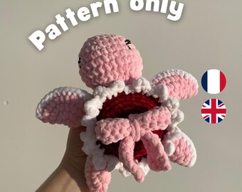 Patrón de tortuga a crochet en PDF – Peluche amigurumi con lazo – Tutorial de descarga instantánea – Lindo regalo de animal