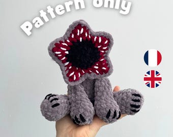 Patrón de ganchillo de Demogorgon en PDF – Peluche de monstruo amigurumi – Tutorial de descarga instantánea – Regalo friki de Halloween