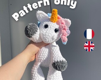 Patrón de ganchillo de unicornio en PDF – Juguete de peluche amigurumi – Tutorial de descarga instantánea – Lindo regalo de fantasía