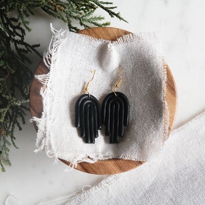 Black Modern Minimalist Clay Statement Earrings | Lightweight | Handmade | Hypoallergenic | Gifts for her | Polymer clay