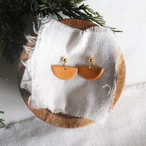 Gold Semi-Circle Stud Modern Minimalist Clay Statement Earrings | Lightweight | Handmade | Hypoallergenic | Gifts for her | Polymer Clay