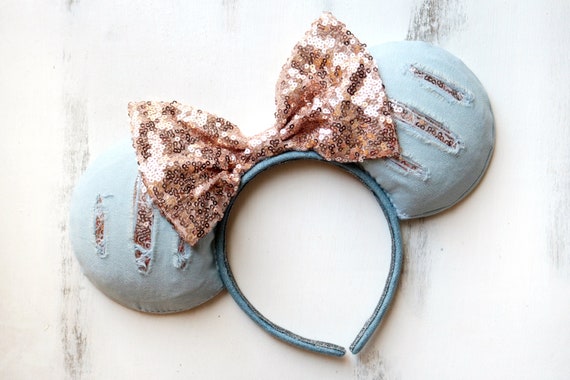Ripped Jean Ears, Denim Minnie Mouse Ears, Disney Minnie  display picture 1