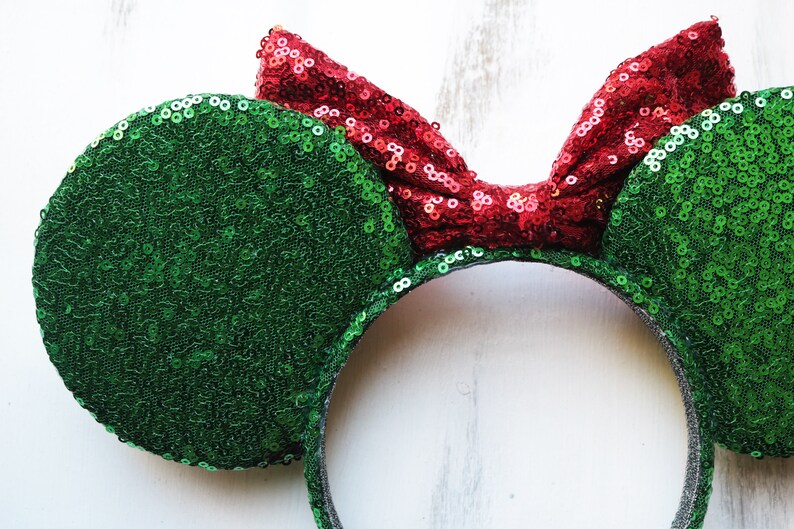 Snoopy Christmas Tree Themed Minnie Mouse Ears, Holiday Minnie Mouse Ears, Christmas Minnie Mouse Ears, Christmas light Minnie Ears. image 7