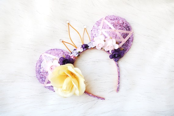 Rapunzel Inspired Minnie Mouse Ears With Crown, Sequins Mini  display picture 2