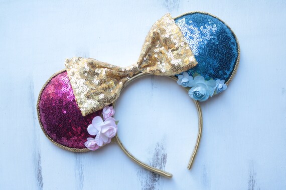 Sleeping Beauty Inspired Minnie Mouse Ears, Gold Trim Ears  display picture 2