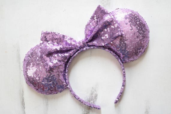 Purple sparkly Disney Mickey ears with bow! Purple Iridescent Sparkle Mickey Ears - Mouse Ears Headband  main image 4