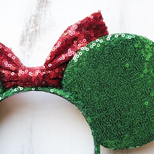 Snoopy Christmas Tree Themed Minnie Mouse Ears, Holiday Minnie Mouse Ears, Christmas Minnie Mouse Ears, Christmas light Minnie Ears. image 8