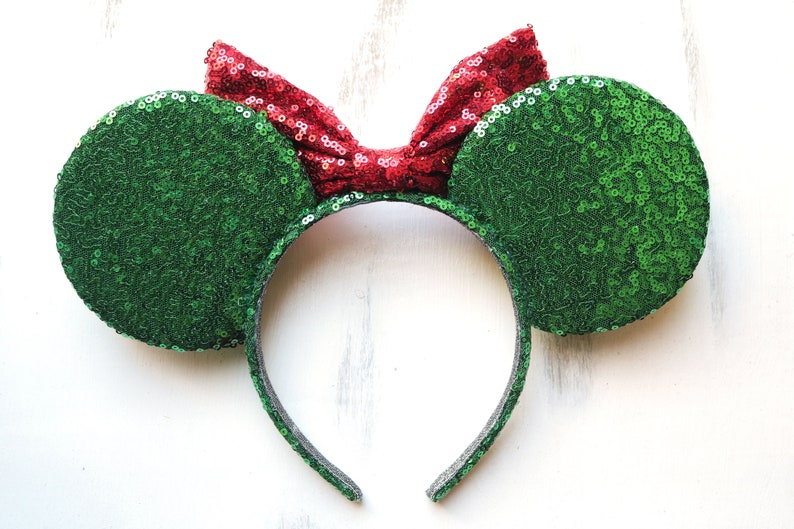 Snoopy Christmas Tree Themed Minnie Mouse Ears, Holiday Minnie Mouse Ears, Christmas Minnie Mouse Ears, Christmas light Minnie Ears. image 6