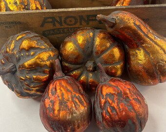 Fall Faux Metallic Gourds Set of 7, Fall Decor, Wreath Supply, Tabletop Fall