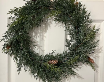 Pine Wreath with pine cones and glitter, door wreath, wall wreath, winter wreath