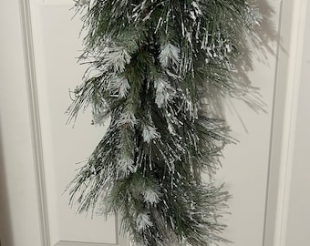 Flocked Pine Wall Swag, Frosted Swag, Glitter Swag, Pine Swag, Christmas Wall Decor, Winter Greenery, faux pine