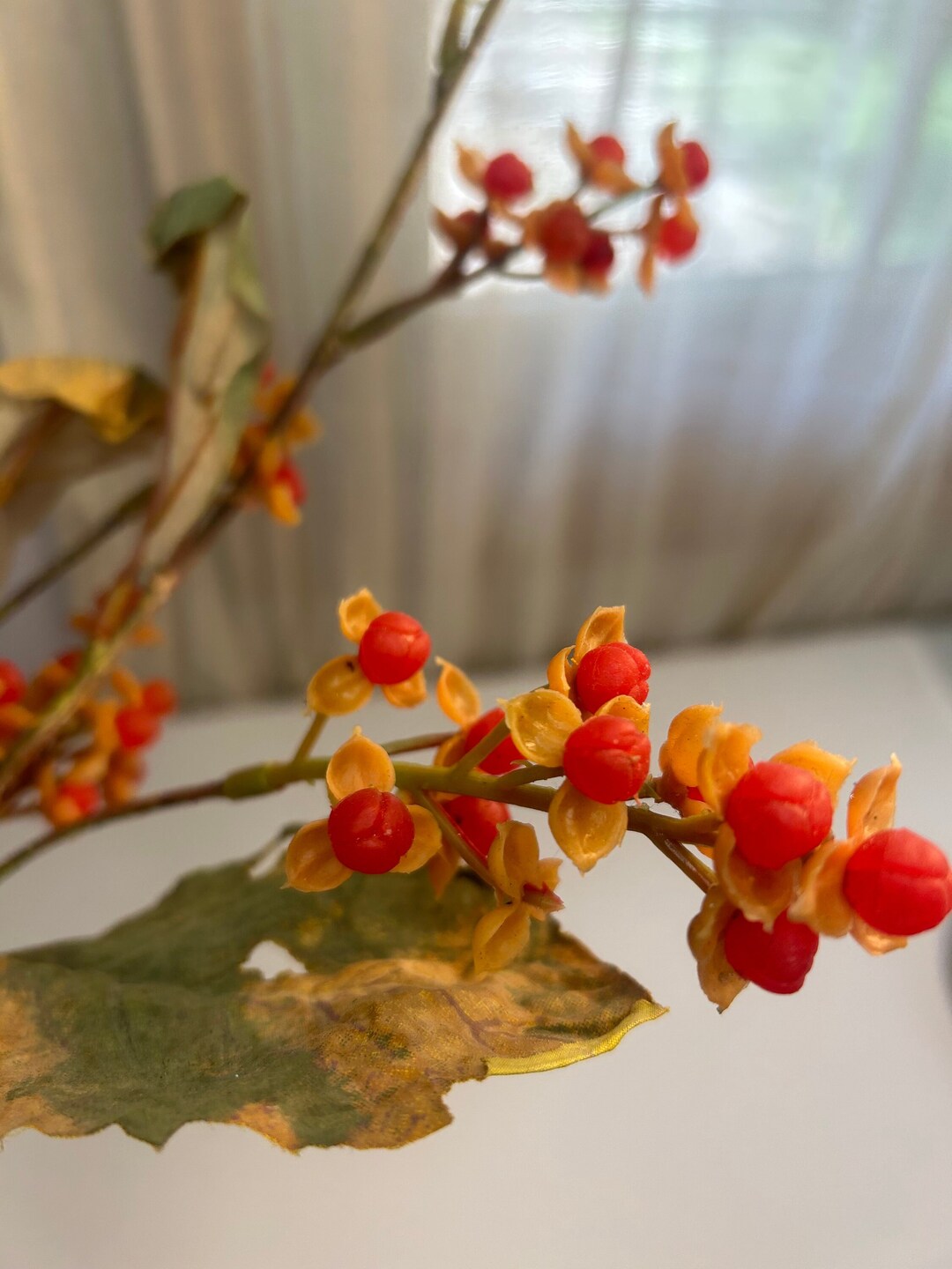 Bittersweet Fall Stem, Home Decor, Fall Flower, Faux Orange Flowers ...