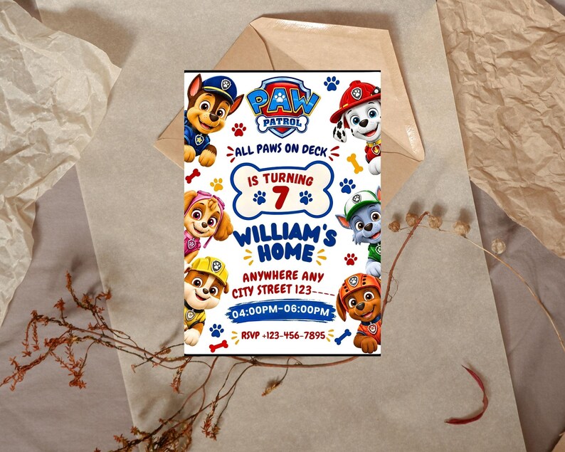 Editable Paw-ty Birthday Invitation Template, Puppy Party Invite Canva ...