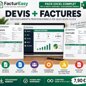 Pack Excel devis et factures | Modèles pour micro-entreprise