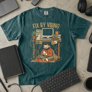 Fix By Vibing Developer T-Shirt, Funny AI Programmer Gift, Comfort Colors Graphic Tee