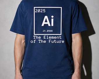 Maglietta "AI Element of the Future", maglietta con tavola periodica, regalo a tema apprendimento automatico (colori comodi)
