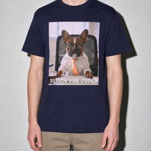 Senior Vibe Coder T-Shirt, French Bulldog Office Tee, AI Programmer Gift (Comfort Colors)