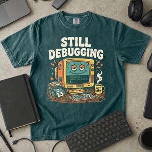 Retro datorkaffe-t-shirt, programmerare-present, utvecklart-t-shirt (komfortfärger)