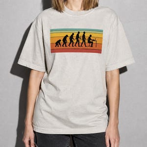 Grappig T-shirt met programmeurs-evolutie, retro T-shirt met zonsondergangstrepen voor programmeurs, Comfort Colors cadeau
