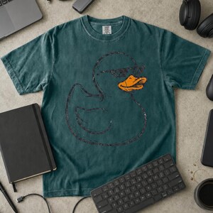 Minimalist Rubber Duck Sunglasses Tee, Programmer Gift, Comfort Colors Cotton Shirt