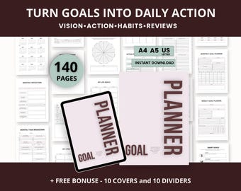 Goal Setting Planner | Printable Productivity Workbook PDF | Digital Download