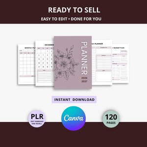 2026-2027 Planner (120 Pages) | Editable Canva Template | PLR Resell Rights | Digital Planner Bundle image 8