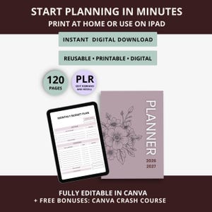 2026-2027 Planner (120 Pages) | Editable Canva Template | PLR Resell Rights | Digital Planner Bundle image 5