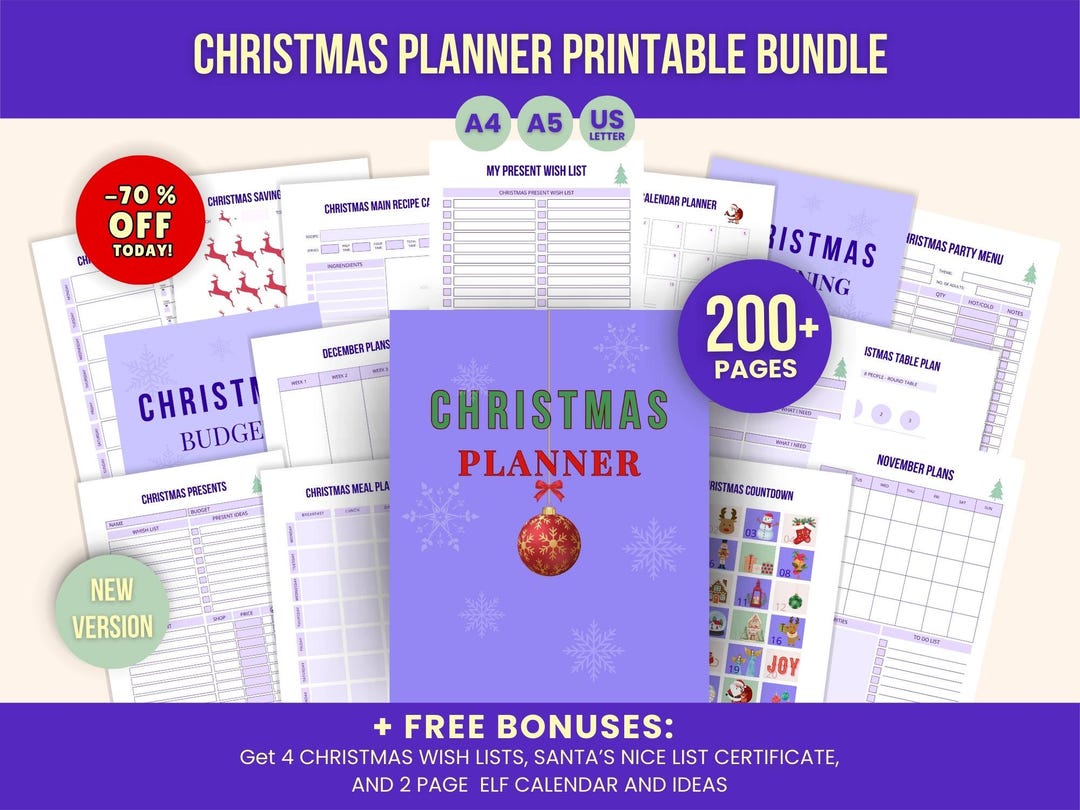 Christmas Planner Printable Bundle and Holiday Organiser, Instant PDF ...