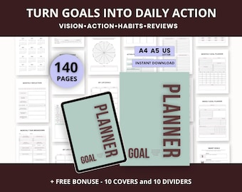 Goal Setting Planner | Printable Productivity Workbook PDF | Digital Download