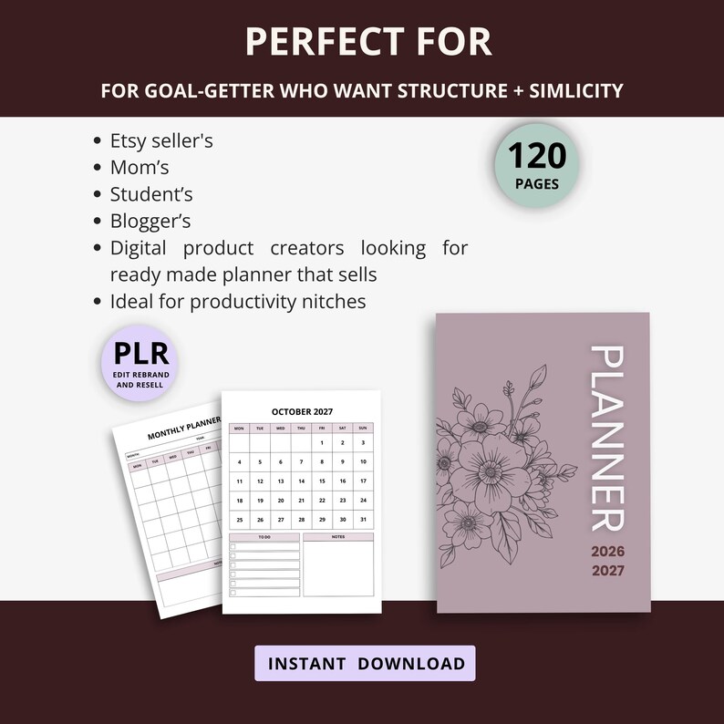 2026-2027 Planner (120 Pages) | Editable Canva Template | PLR Resell Rights | Digital Planner Bundle image 10