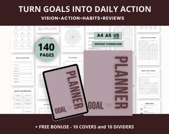 Goal Setting Planner | Printable Productivity Workbook PDF | Digital Download