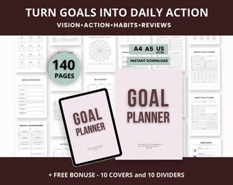 Goal Setting Planner | Printable Productivity Workbook PDF | Digital Download